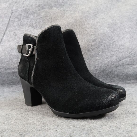Comfortiva Shoes Womens 8 Booties Fashion Distressed Leather Black Memory Foam - Picture 1 of 16